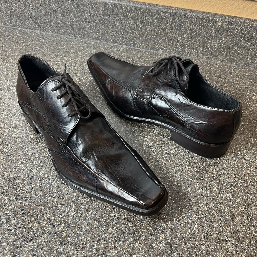 Aldo Brown Leather Dress Shoes Lace Up Tapered Square Toe Men's EU 41 US 8 Italy